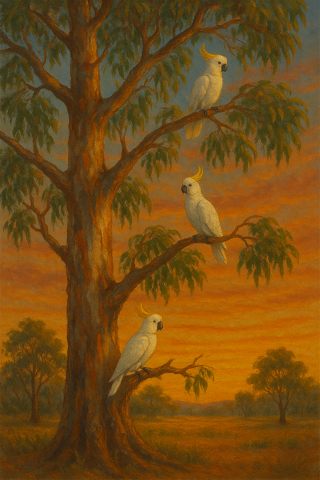 Cockatoos at Dusk